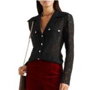 Chloé black lace sheer shirt size XS